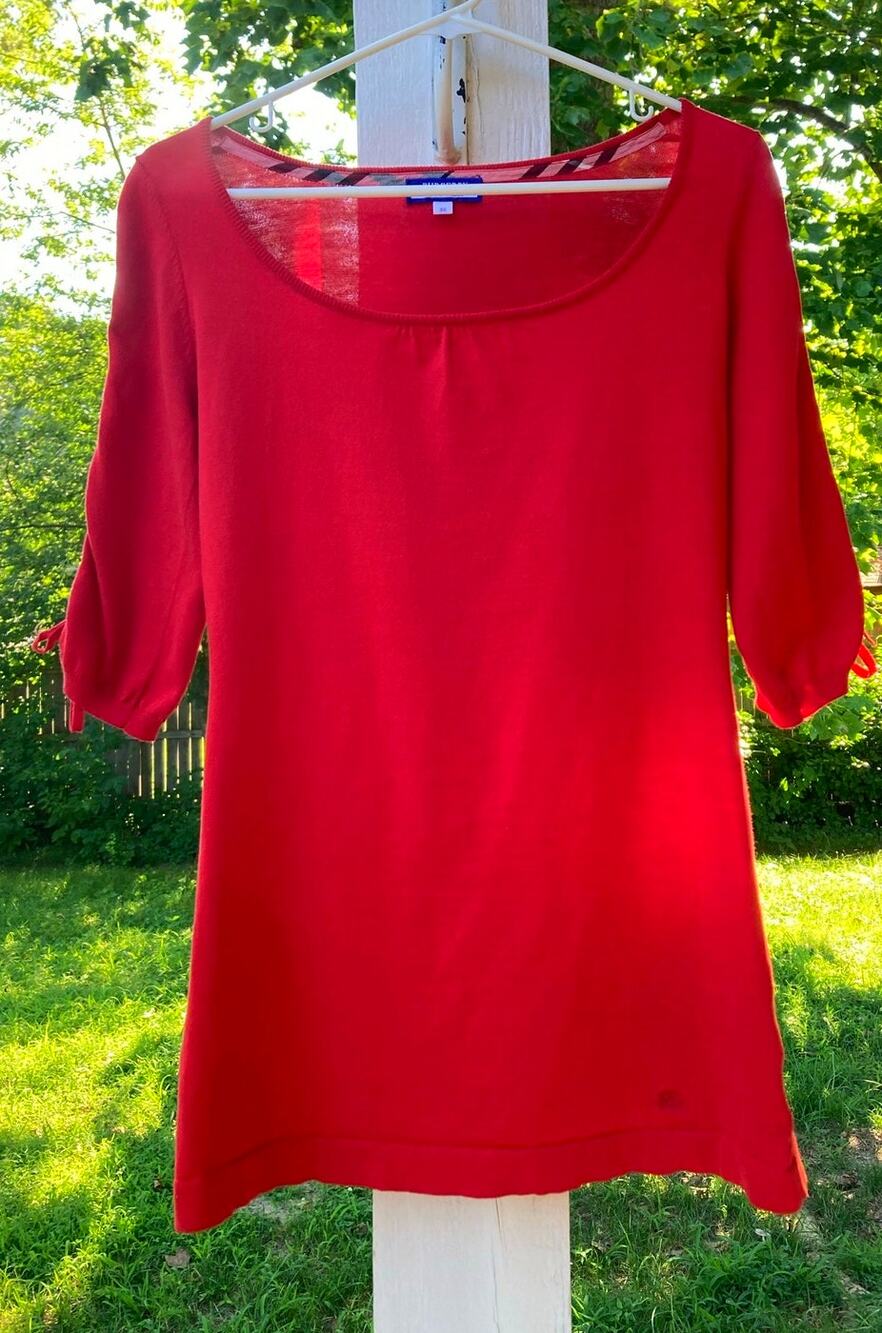 Burberry Blue Label - Tomato Red Y2K/90s Aesthetic Ruched Sleeves - S